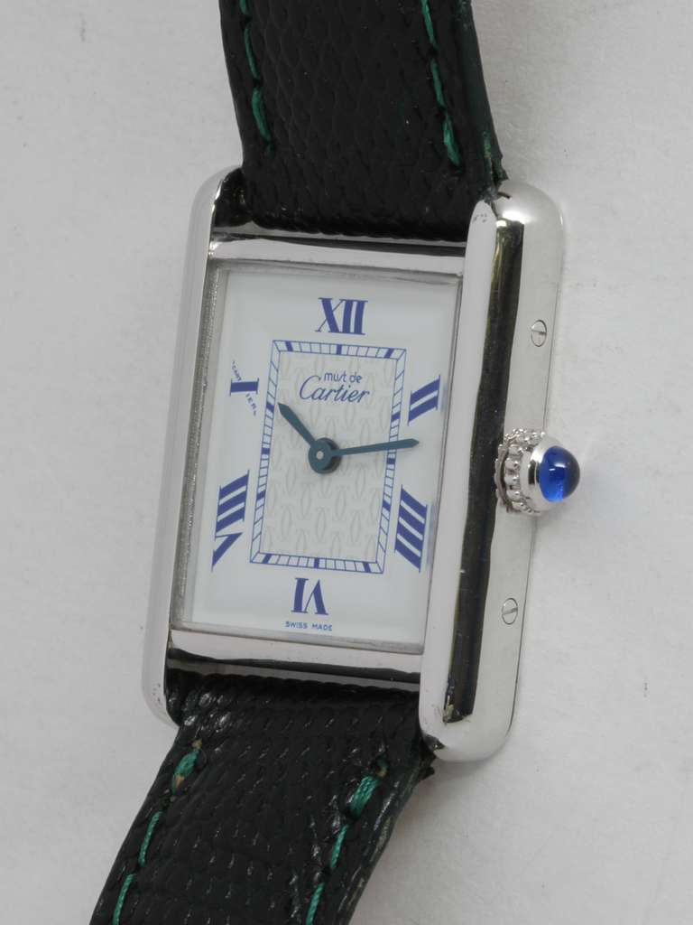 Cartier Lady Sterling Silver Must de Cartier Tank Louis Wristwatch circa 2000 In Excellent Condition In West Hollywood, CA