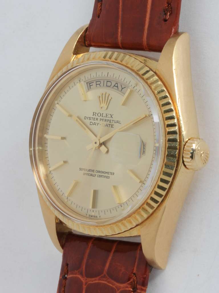 Rolex Yellow Gold Day-Date Wristwatch circa 1975 In Excellent Condition In West Hollywood, CA