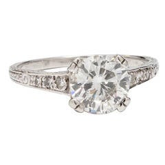1920s Inspired Round Brilliant Cut Diamond Platinum Ring 11