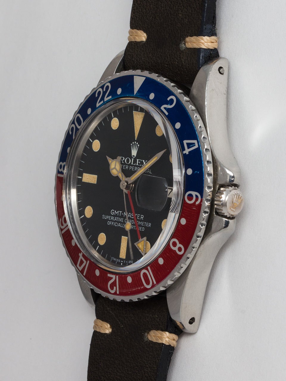 Rolex Stainless Steel GMT-Master Chronometer Wristwatch Ref 16750 In Good Condition In West Hollywood, CA