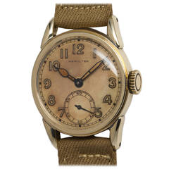 Hamilton Yellow Gold Filled Military Style Wristwatch