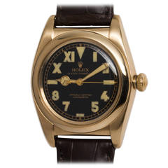 Rolex Yellow Gold Bubbleback Oyster Perpetual Chronometer Wristwatch circa 1940s