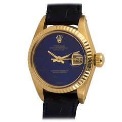 Rolex Lady's Yellow Gold Lady Datejust Lapis Lazuli Dial Wristwatch Ref 6517