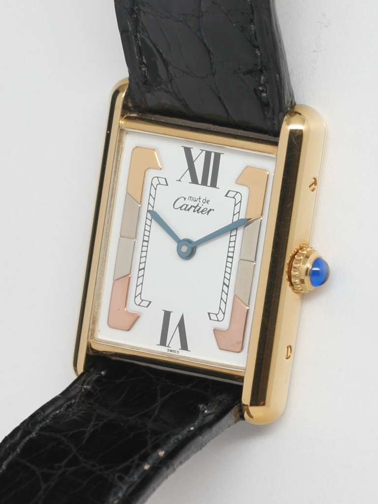 Cartier Man's Gilt Silver Tank Louis Must de Cartier Wristwatch circa 1990s In Excellent Condition In West Hollywood, CA