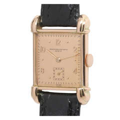 Vintage Vacheron & Constantin Rose Gold Square Wristwatch with Unusual Lugs circa 1940s