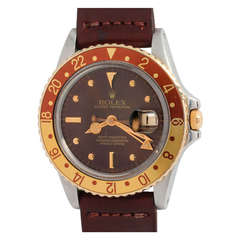 Vintage Rolex Stainless Steel and Yellow Gold GMT-Master Wristwatch circa 1979