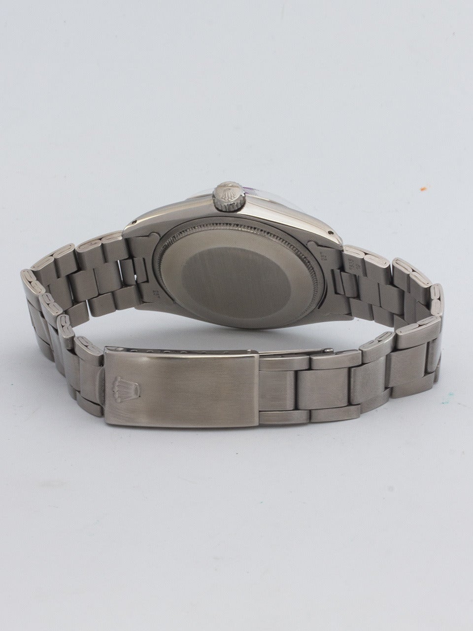 Women's Rolex Stainless Steel Oyster Perpetual Date Custom Dial Wristwatch Ref 1500