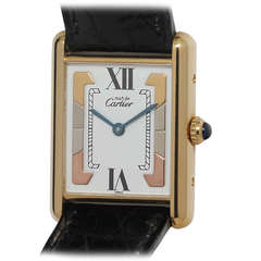Cartier Man's Gilt Silver Tank Louis Must de Cartier Wristwatch circa 1990s