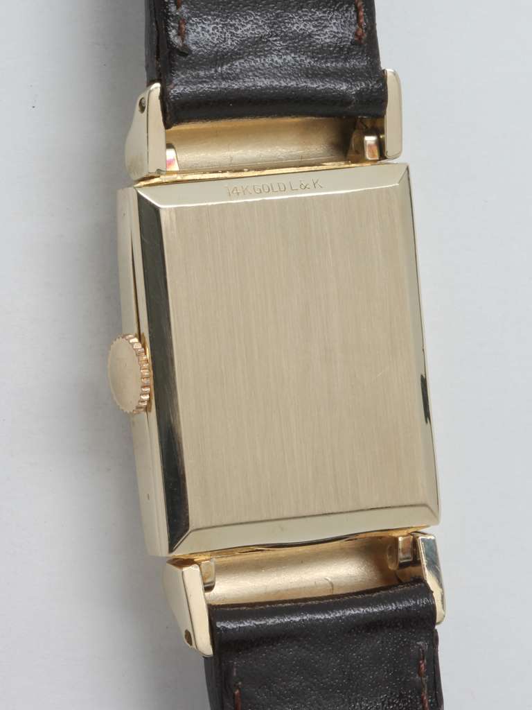 Hamilton Yellow Gold Rectangular Barton Wristwatch circa 1950s 1