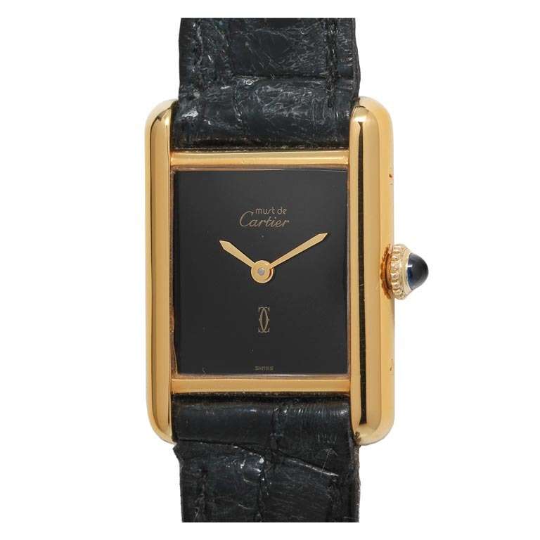 Cartier Lady's Gilt Silver Tank Louis Must de Cartier Wristwatch circa 1990s