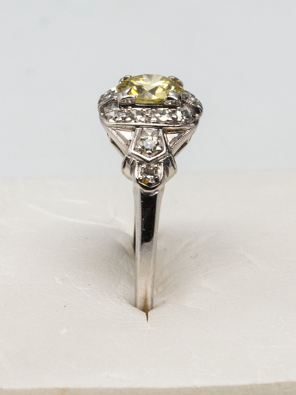 Vintage Yellow Diamond Engagement Ring 0.54 Carat, circa 1930s