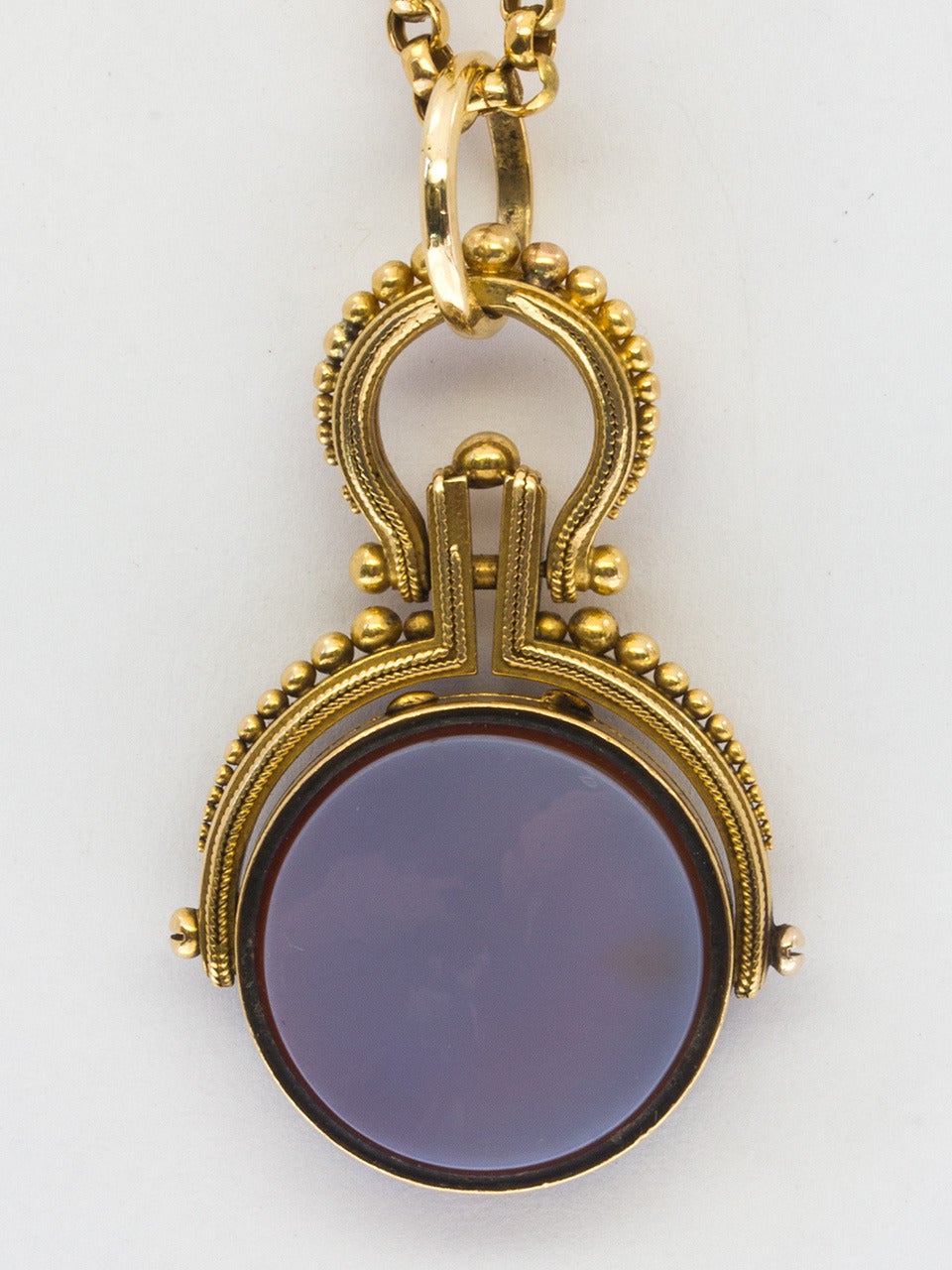 Antique Carnelian Onyx Gold Spinner Locket In Excellent Condition In West Hollywood, CA