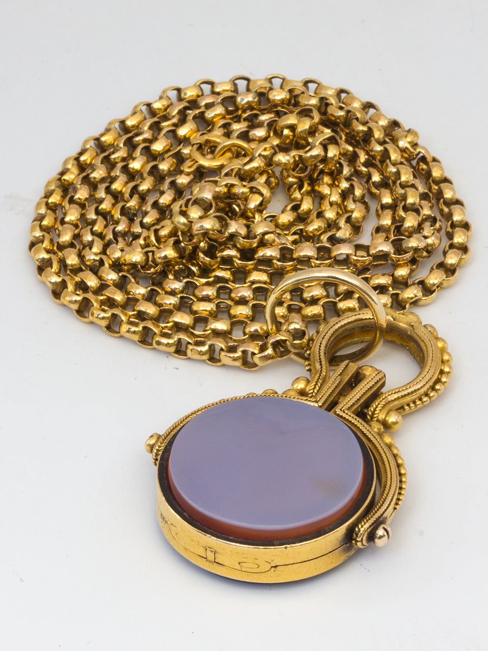Antique Carnelian Onyx Gold Spinner Locket 1