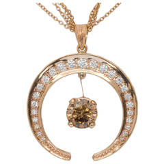 Cognac Diamond and Rose Gold Pendant