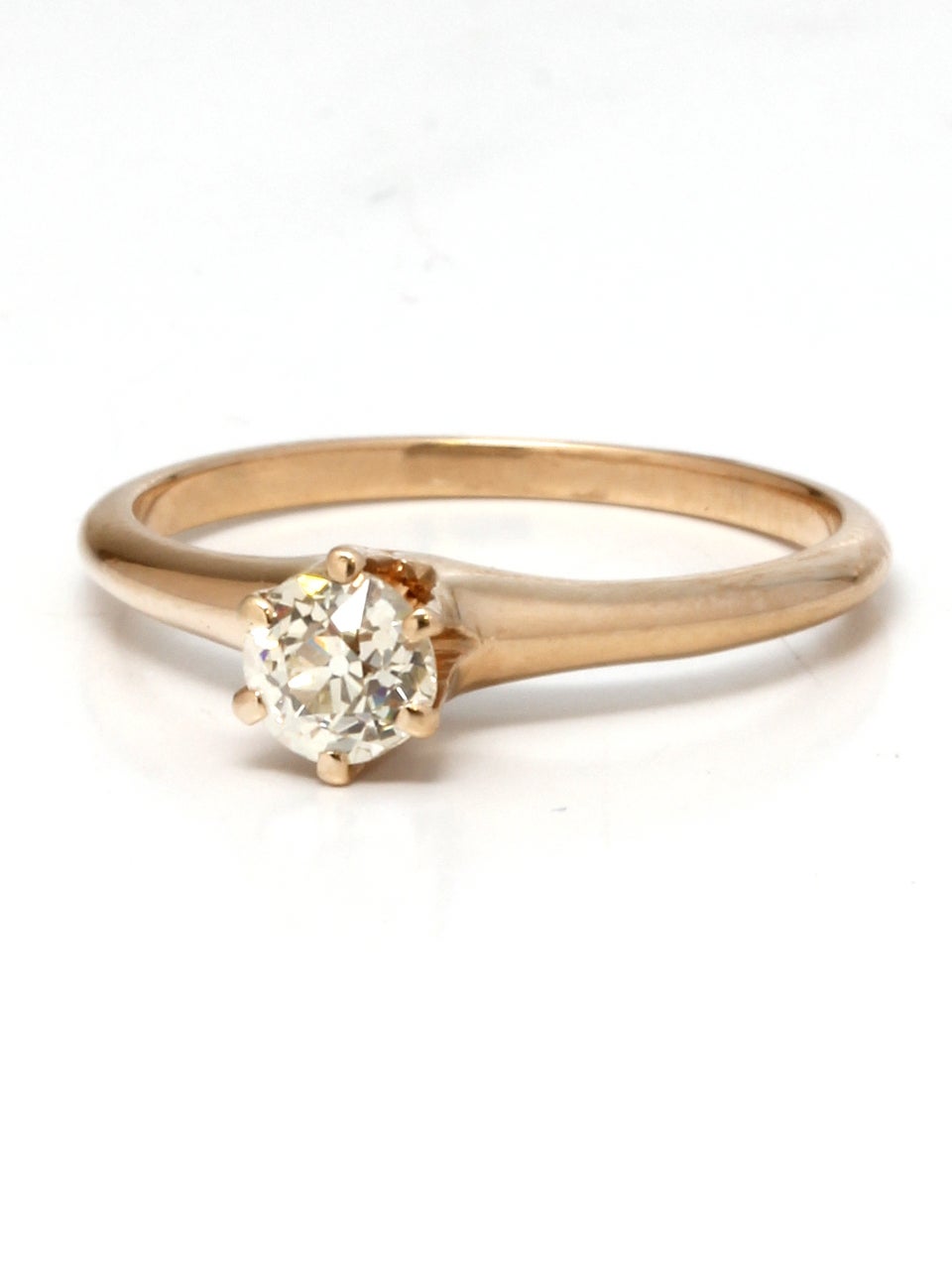 1900s Yellow Gold and Diamond Engagement Ring In Excellent Condition In West Hollywood, CA