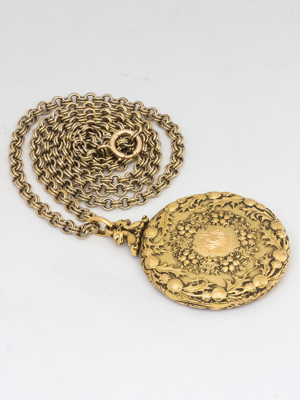 Yellow Gold Repousse Locket For Sale 1