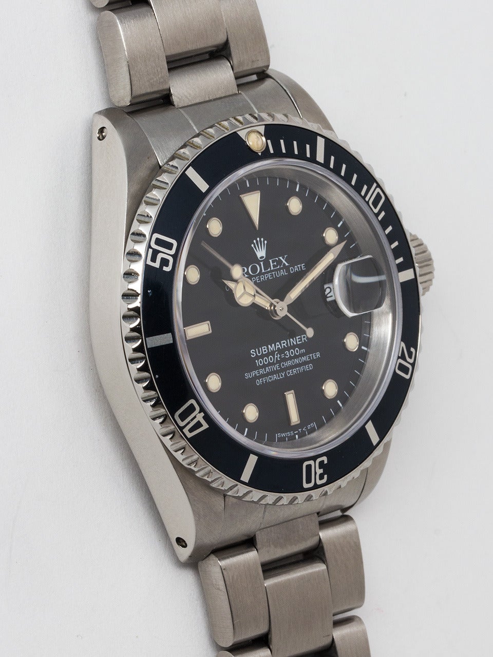 Rolex Stainless Steel Submariner Self Winding Wristwatch Ref 16610