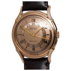 Vintage Gruen Rose Gold Pan American Veri-Thin Precision Wristwatch