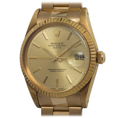 Rolex Yellow Gold Oyster Perpetual Date Wristwatch Ref 15038