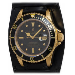 Rolex Yellow Gold Submariner Self Winding Wristwatch Ref 16808