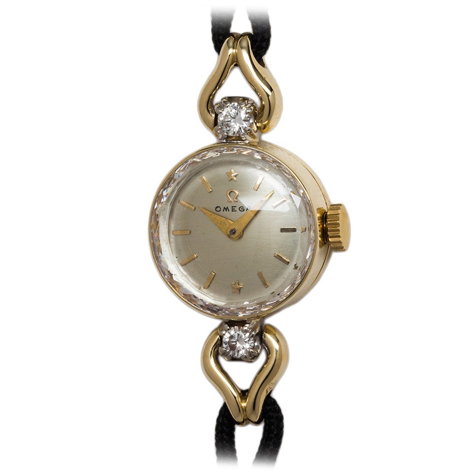 Omega Lady's Lady Omega Yellow Gold Diamond Wristwatch