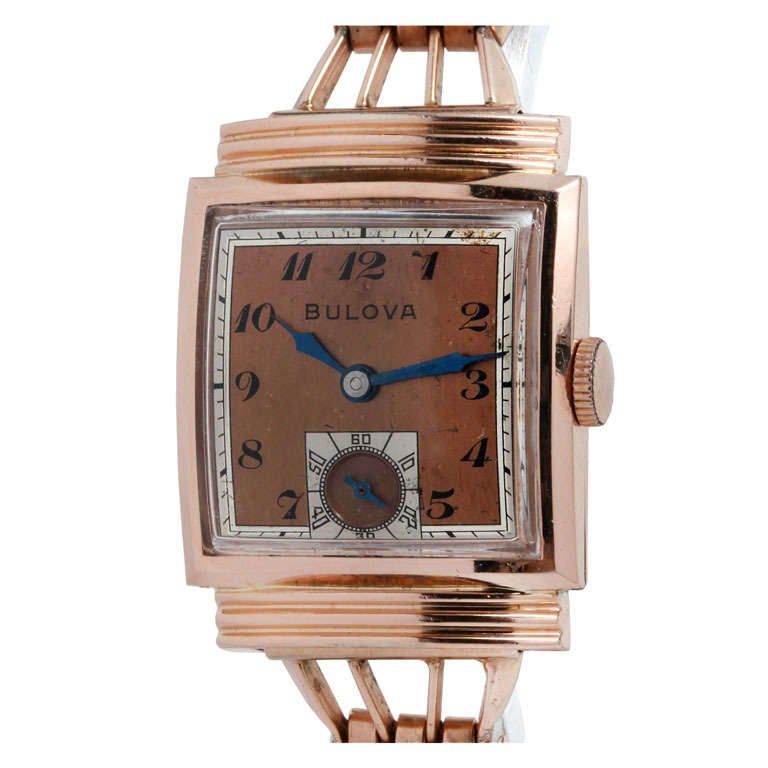 Bulova Rose Gold-Filled Dress Wristwatch with Bracelet circa 1940s