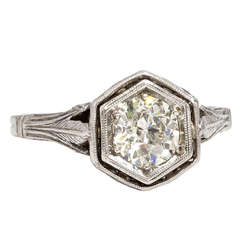 Vintage 1920's Old European Cut Diamond and Platinum Ring