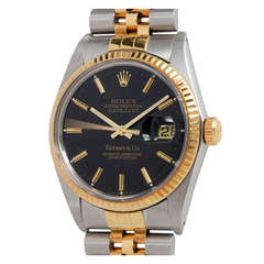 Rolex Stainless Steel and Yellow Gold Datejust Watch Retailed by Tiffany & Co