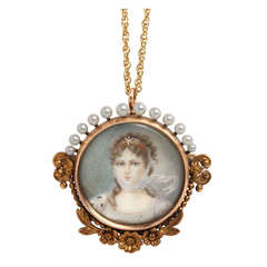 19th Century Gold Portrait Miniature Necklace