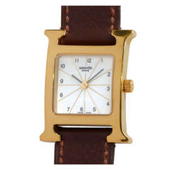 Hermes Lady's Gilt H Hour Wristwatch circa 2000s