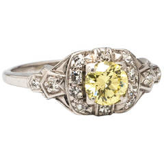 Vintage Yellow Diamond Engagement Ring 0.54 Carat, circa 1930s 7