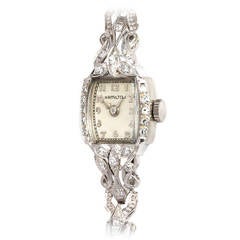 Vintage Hamilton Lady's White Gold Diamond Dress Wristwatch