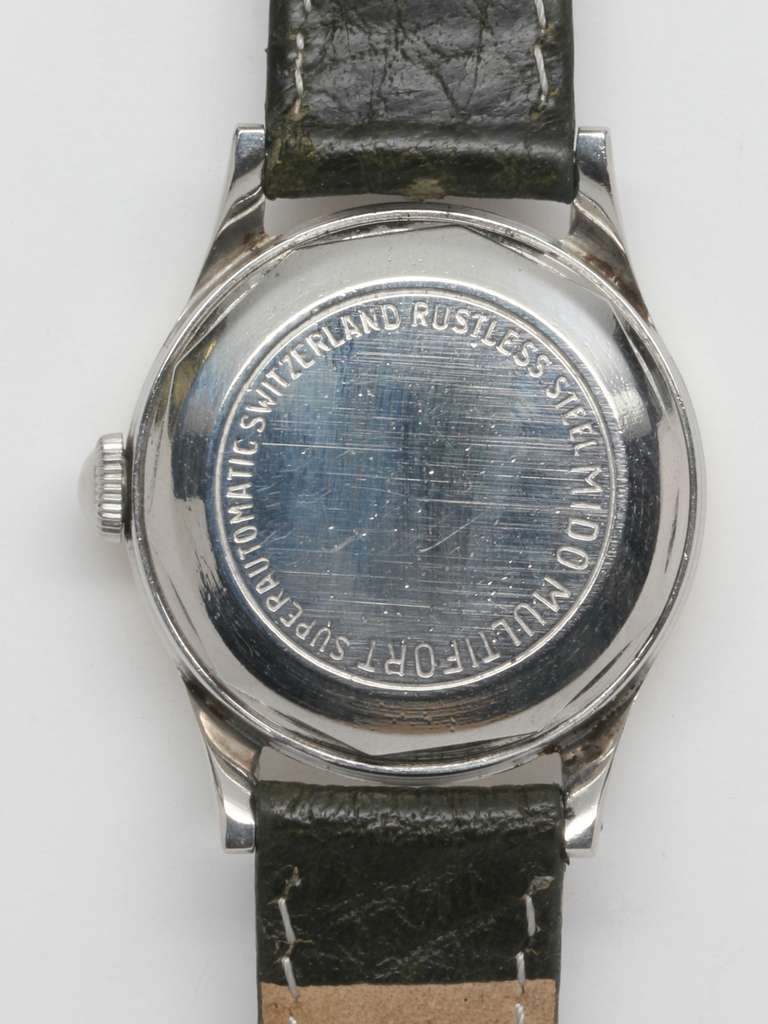 Mido Stainless Steel and Gold Multifort Wristwatch circa 1950s 1