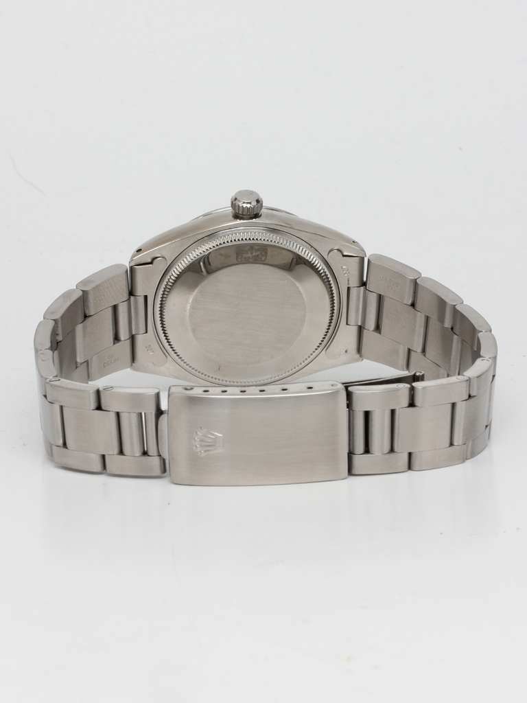 Women's or Men's Rolex Stainless Steel Airking Wristwatch circa 1986 with Custom Cobalt Blue Dial