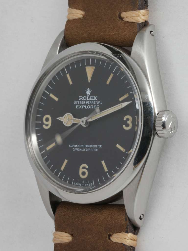 Rolex Stainless Steel Explorer Wristwatch with Hack Feature Ref 1016 circa 1966 In Excellent Condition In West Hollywood, CA