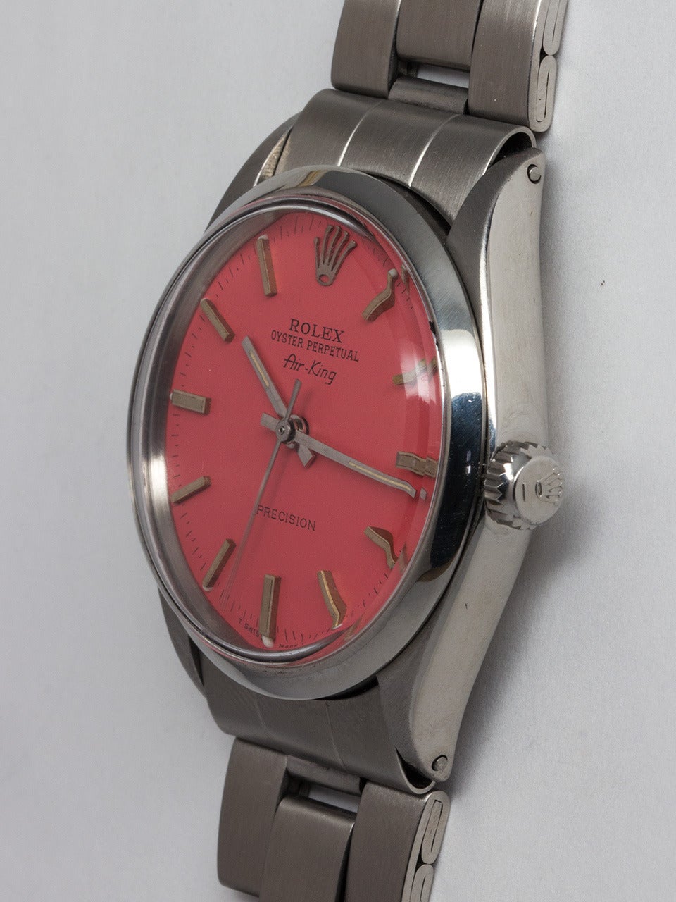 Rolex Stainless Steel Oyster Perpetual Airking Custom Dial Wristwatch Ref 1002 In Good Condition In West Hollywood, CA