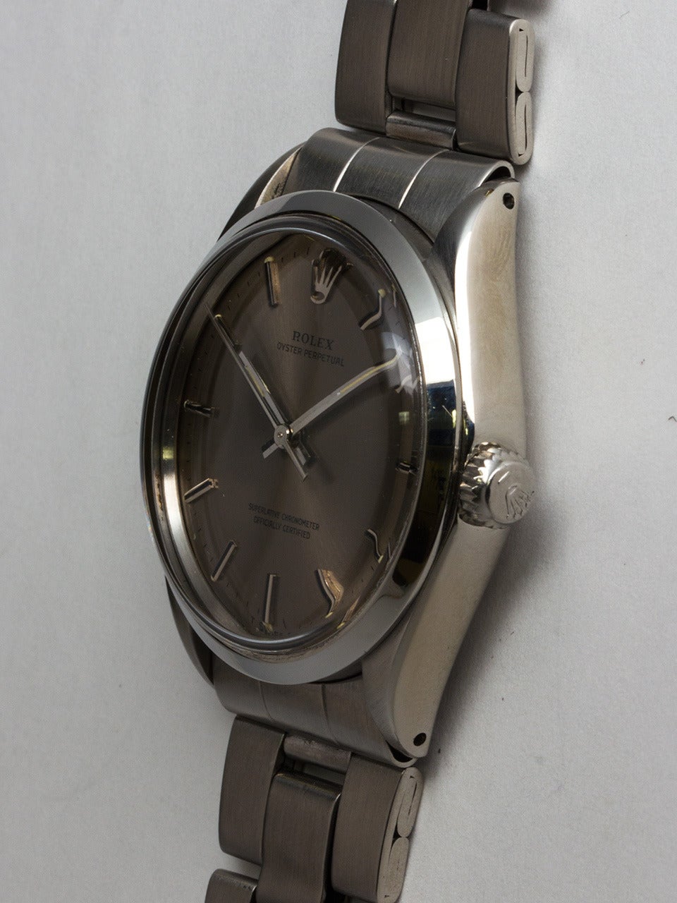 Rolex Stainless Steel Oyster Perpetual Wristwatch ref 1002 circa 1971 In Good Condition In West Hollywood, CA