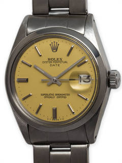 Rolex Stainless Steel Oyster Perpetual Date Custom Dial Wristwatch ref 1500