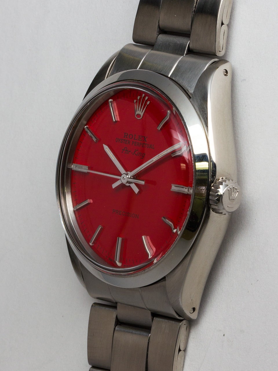 Rolex Stainless Steel Oyster Perpetual Airking Custom Dial Wristwatch ref 5500 In Good Condition In West Hollywood, CA
