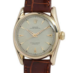 Rolex Yellow Gold Oyster Perpetual Bombe Wristwatch Ref 6090 circa 1950s