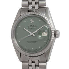 Rolex Stainless Steel Datejust Wristwatch circa 1971 with Custom Sage Green Dial