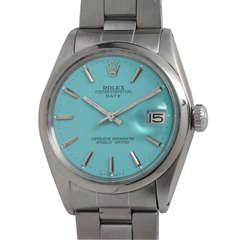 Rolex Stainless Steel circa 1969 with Custom Tiffany & Co. Blue Dial