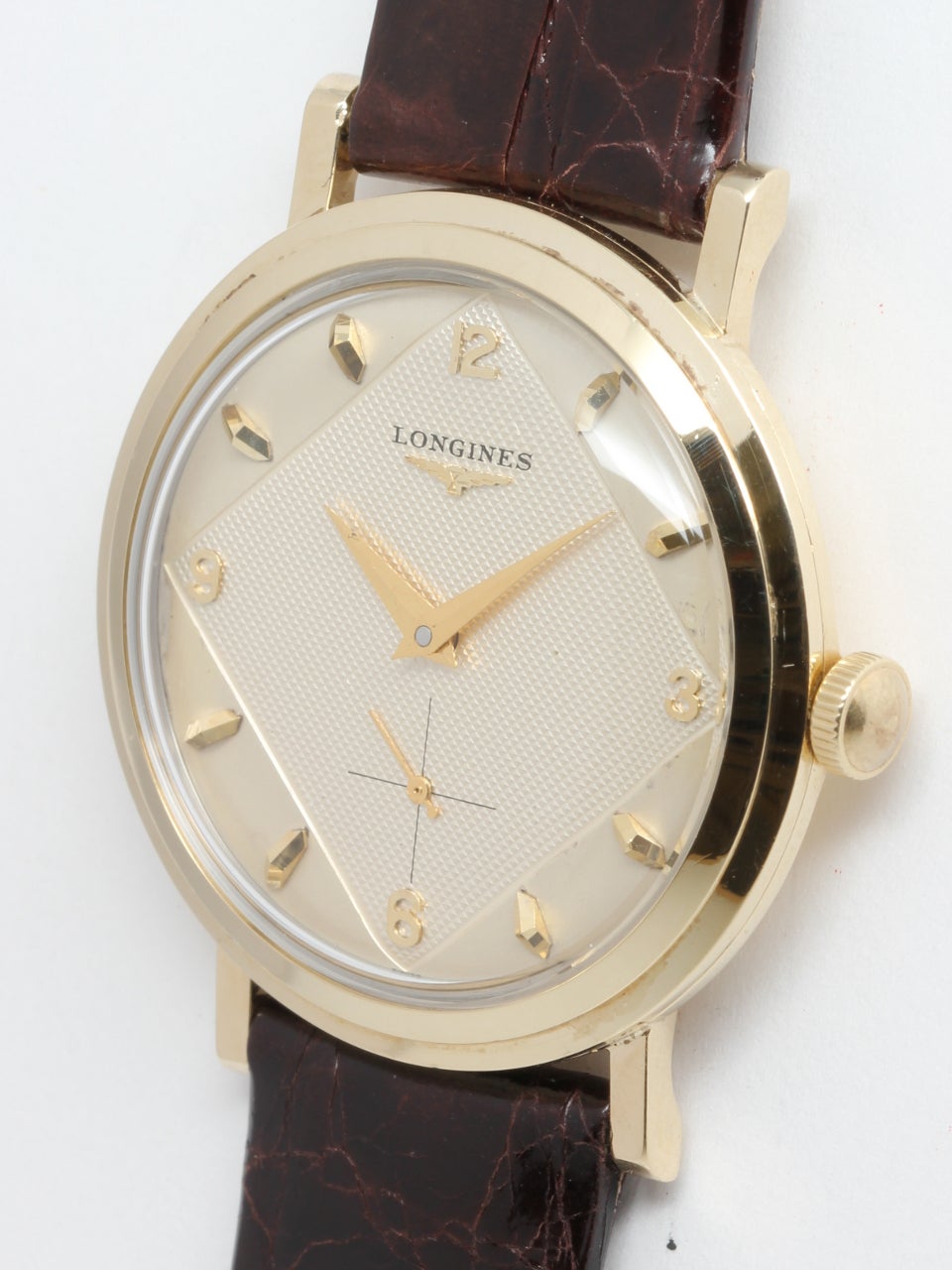 Longines Yellow Gold Dress Model Wristwatch In Excellent Condition In West Hollywood, CA