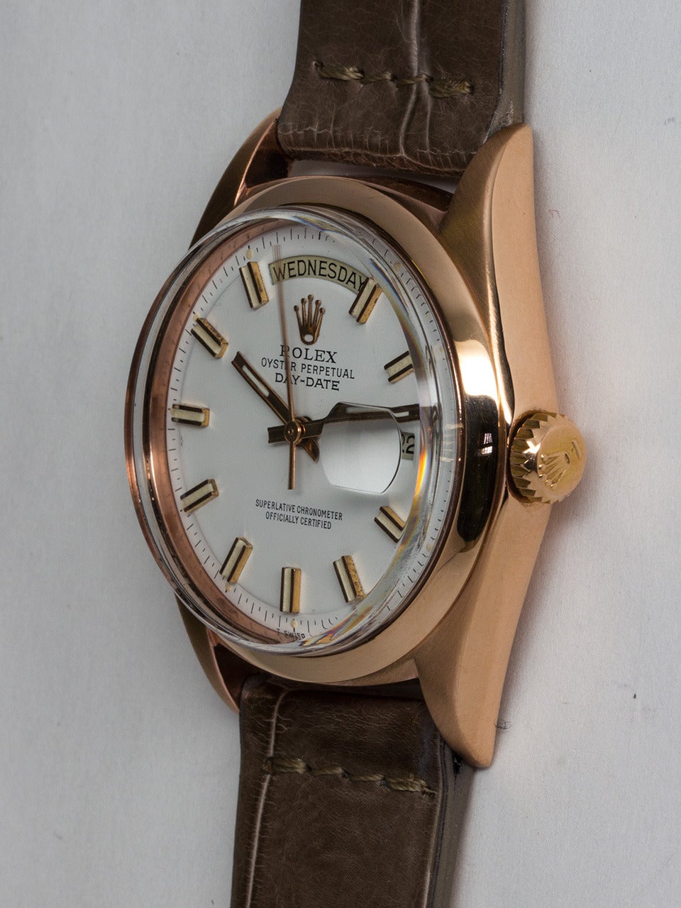 Rolex Rose Gold Day-Date Wristwatch Ref 1803 In Good Condition In West Hollywood, CA