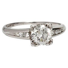 Vintage Diamond Engagement Ring Platinum 0.86 Carat Round Brilliant, circa 1930s