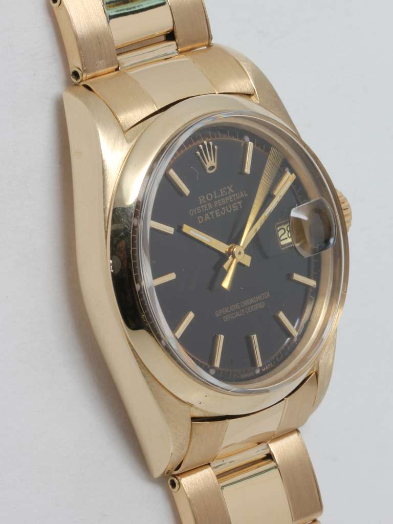 Rolex Yellow Gold Datejust Wristwatch circa 1977 with Custom-Colored Dial