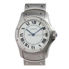 Cartier Lady's Stainless Steel Santos Ronde Wristwatch circa 2000s