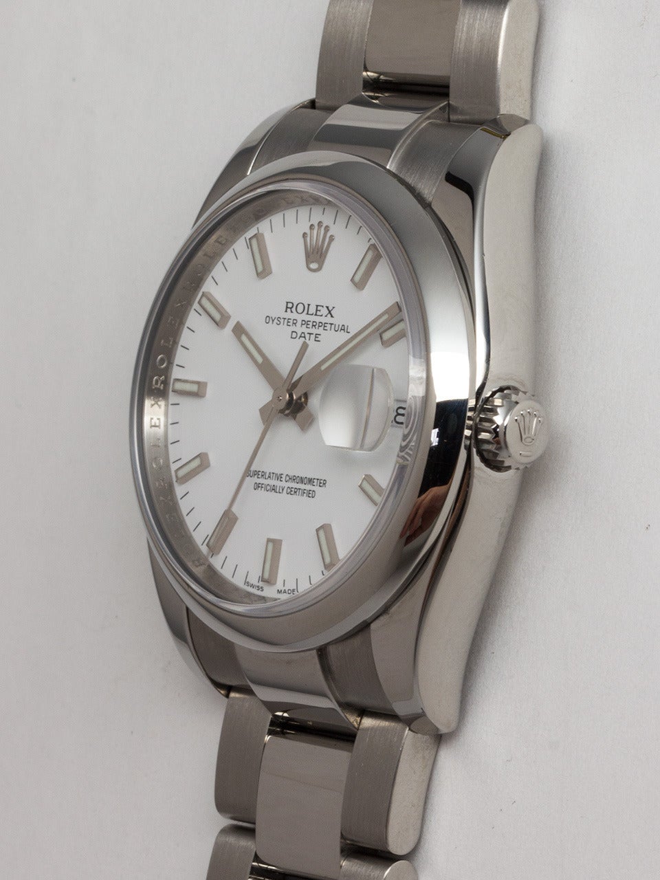 Rolex Stainless Steel Oyster Perpetual Date Wristwatch ref 115200 In Excellent Condition In West Hollywood, CA
