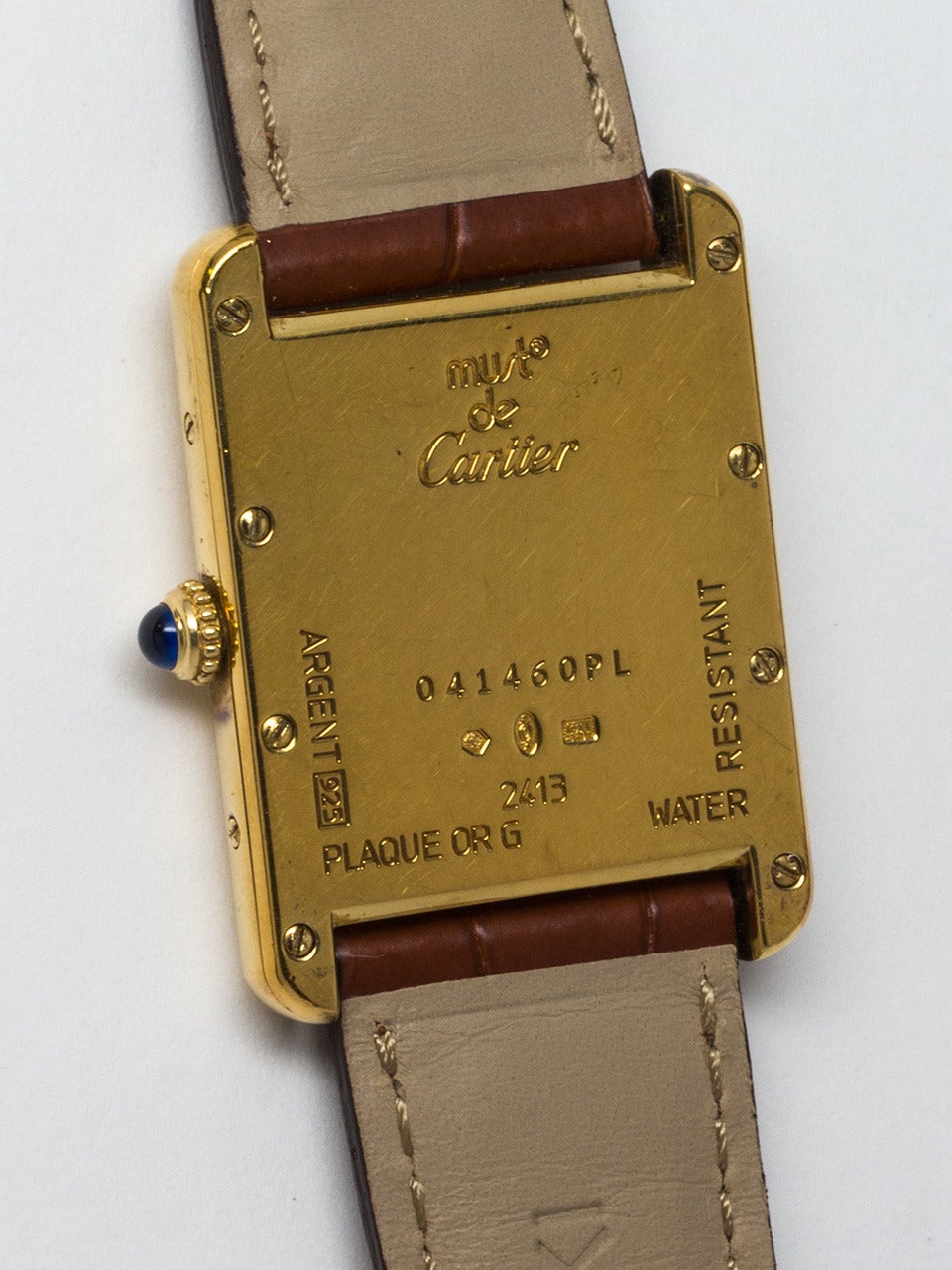 Cartier Man's Vermeil Tank Louis Must de Cartier Wristwatch circa 2000s ...