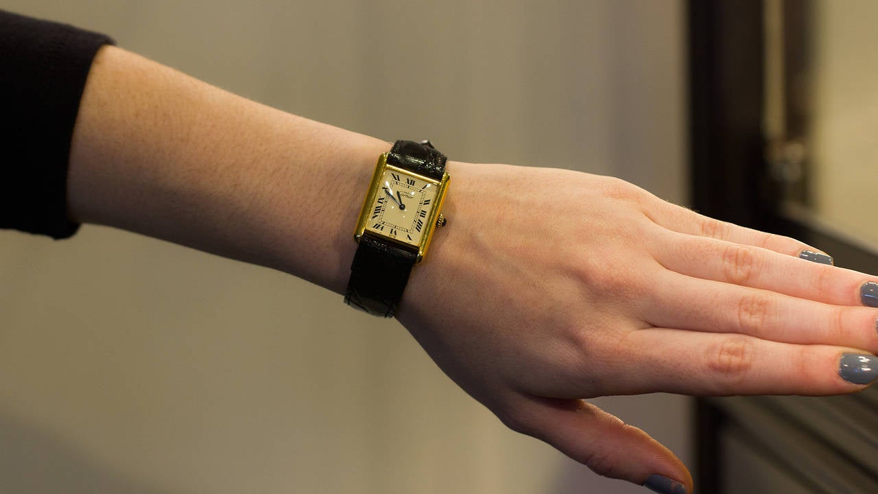 Women's or Men's Cartier Vermeil Tank Louis Must de Cartier Wristwatch